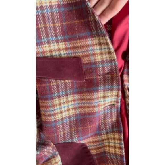Vintage Elegant Heir Burgundy Wool Plaid Jacket 4/5T - Picture 5 of 9